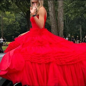 Red Sherri Hill Tulle Ball Gown